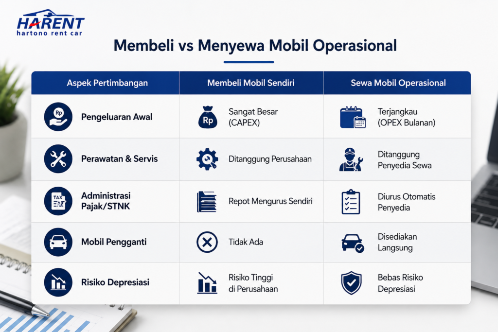 Sewa mobil operasional jangka panjang armada Harent Rent Car