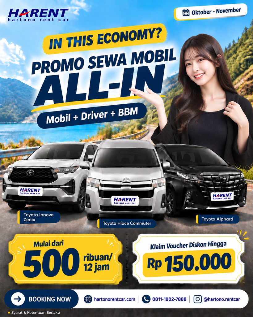 Liburan Hemat Tanpa Ribet! Sewa Mobil Mulai 500 Ribuan, All-In Driver + BBM 2 Promo Sewa Mobil All In Bertema Wisata